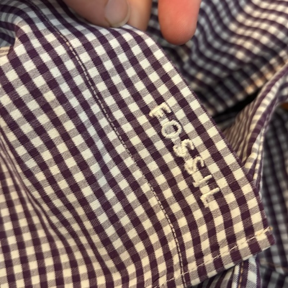 Fossil men’s purple gingham long sleeve button down shirt size XL - Picture 9 of 9
